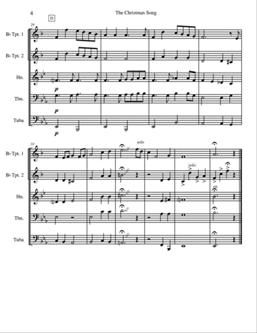 The Christmas Song (Chestnuts Roasting On An Open Fire) Brass Quintet scores gallery preview page 5