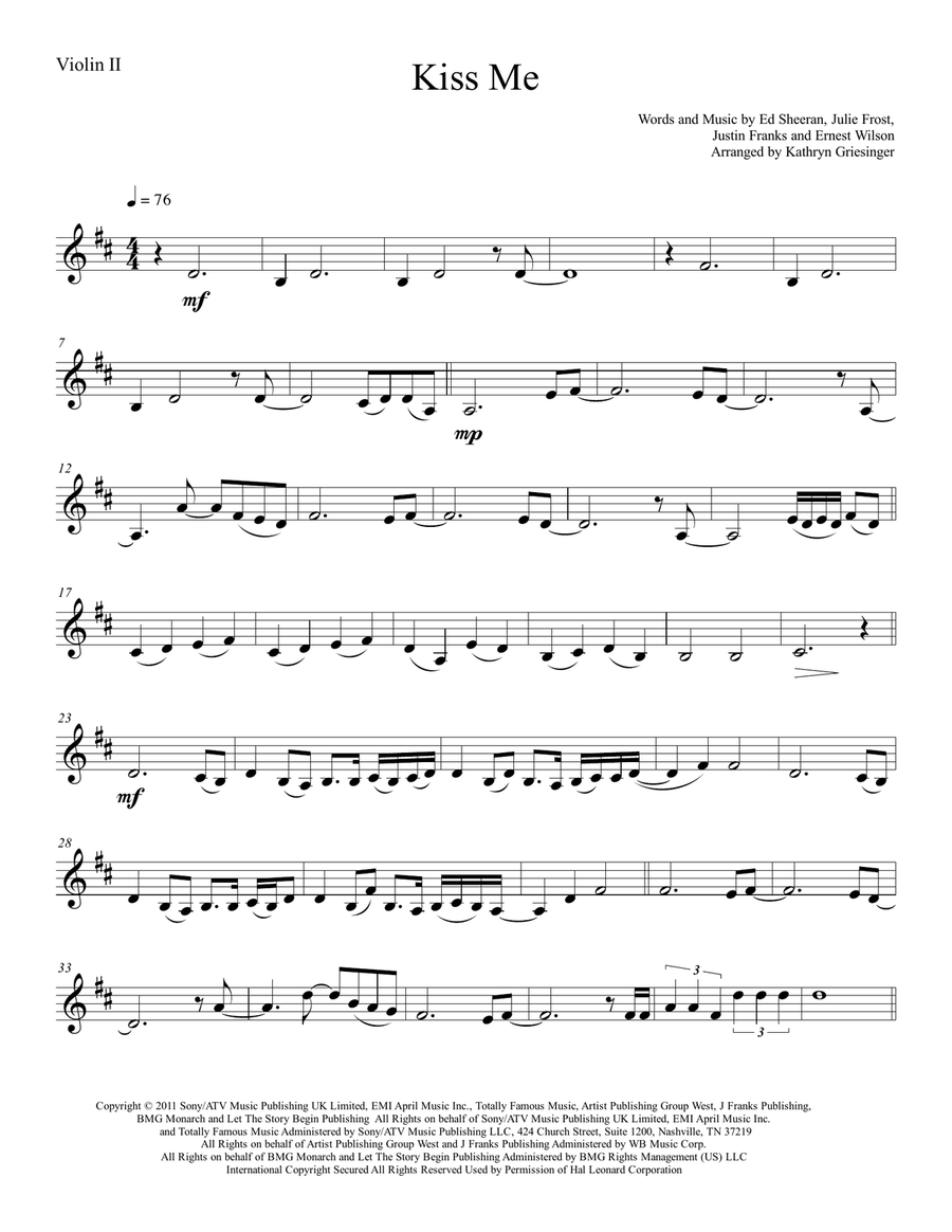 Kiss Me Kiss Me String Quartet scores gallery preview page 3
