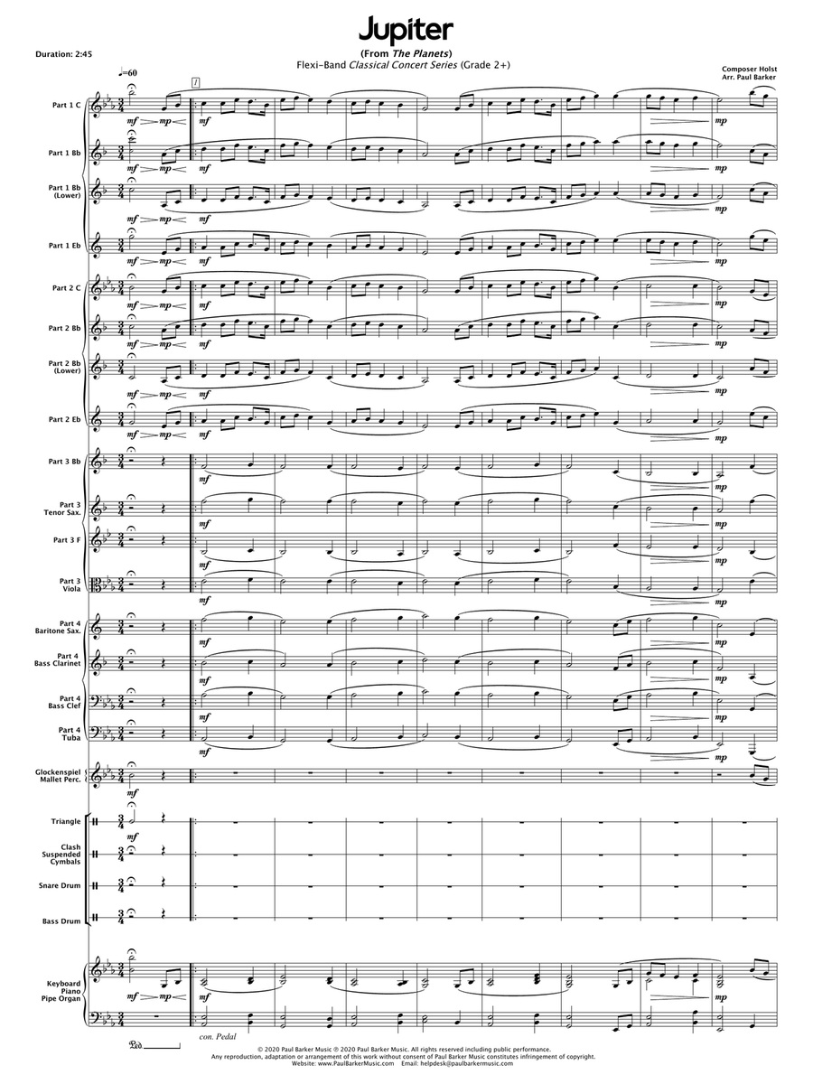 Jupiter - The Planets (Flexible Instrumentation) Concert Band scores gallery preview page 4