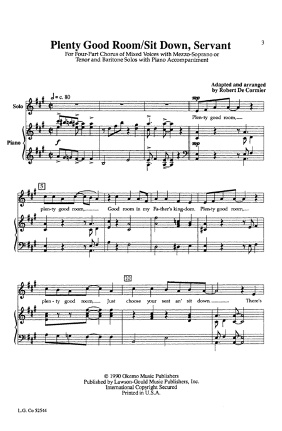 Plenty Good Room (Sit Down Servant) Choir scores gallery preview page 1