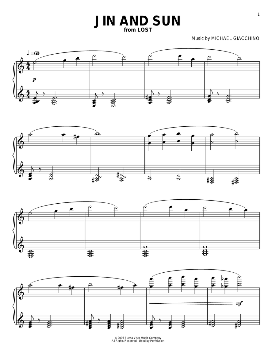 Jin And Sun Piano Solo scores gallery preview page 1