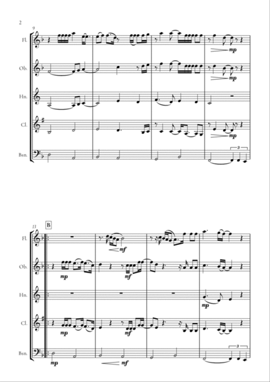 When We Were Young Woodwind Quintet scores gallery preview page 2