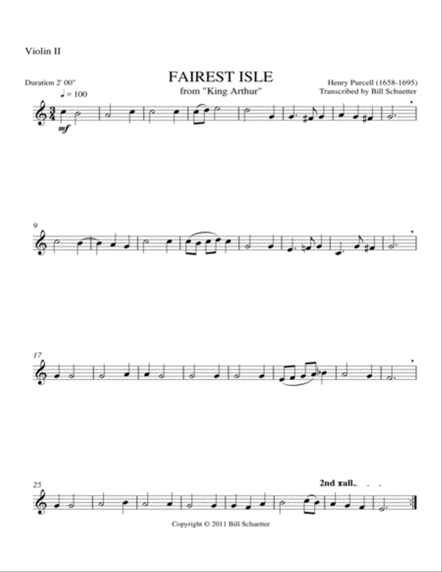 Fairest Isle from King Arthur Orchestra scores gallery preview page 4
