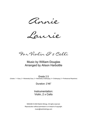 Book cover for Annie Laurie - violin & 2 cellos