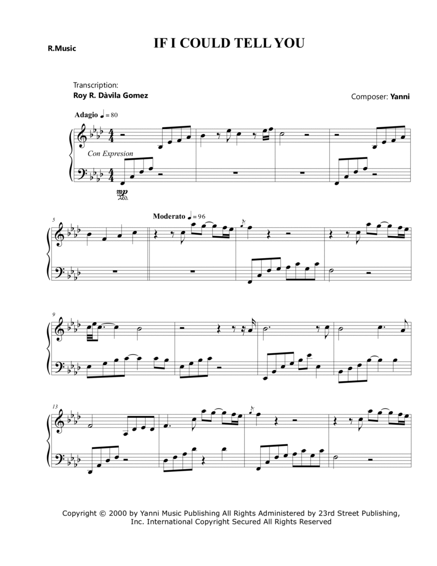 If I Could Tell You Piano Solo scores gallery preview page 1