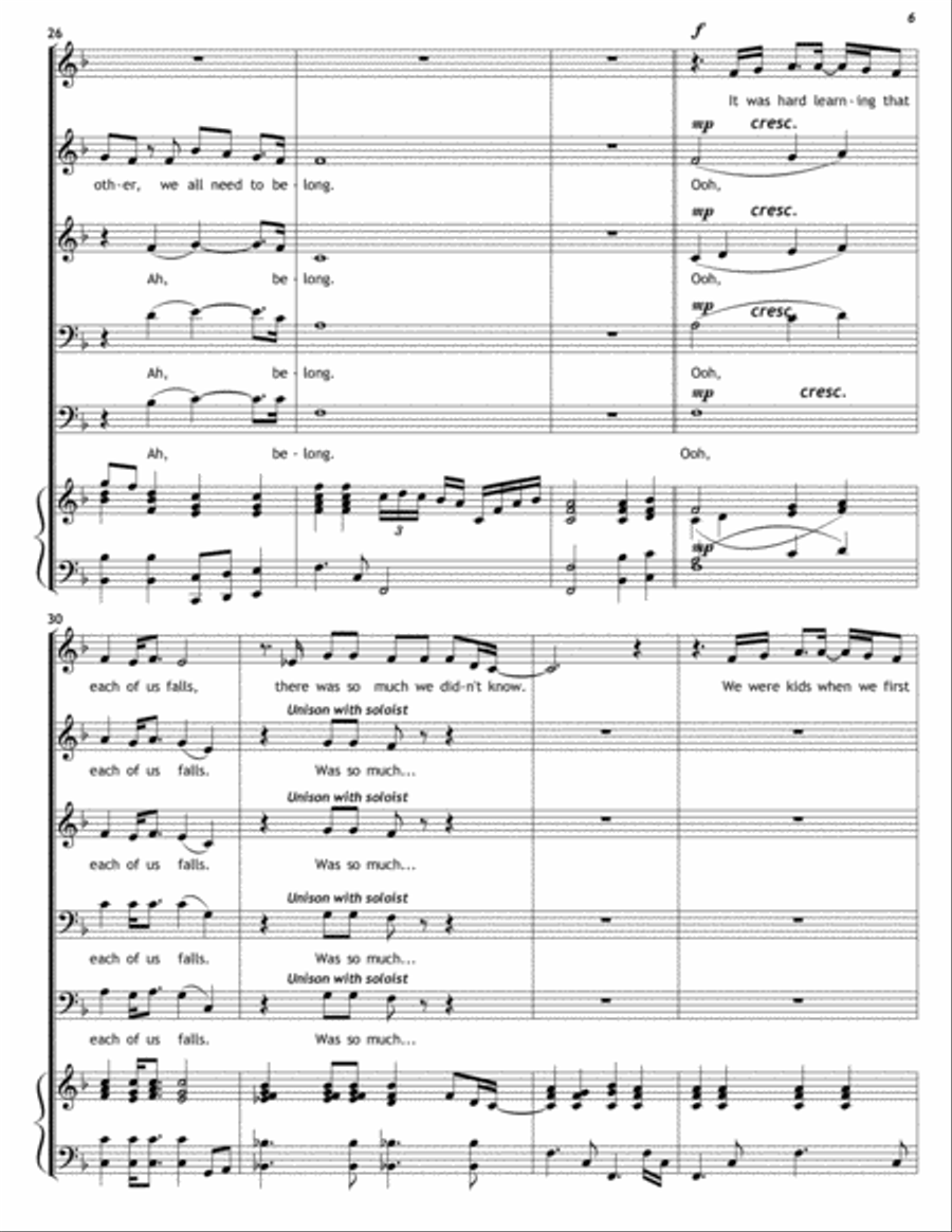 To Belong (Graduation Song) 4-Part scores gallery preview page 6