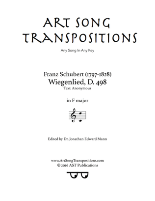 Book cover for SCHUBERT: Wiegenlied, D. 498 (transposed to F major)