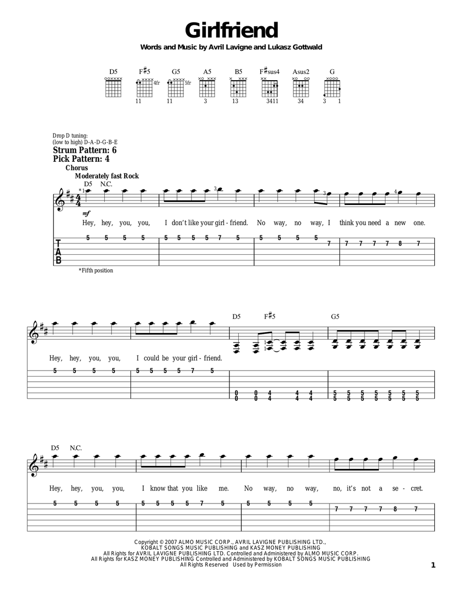 Girlfriend Acoustic Guitar scores gallery preview page 1