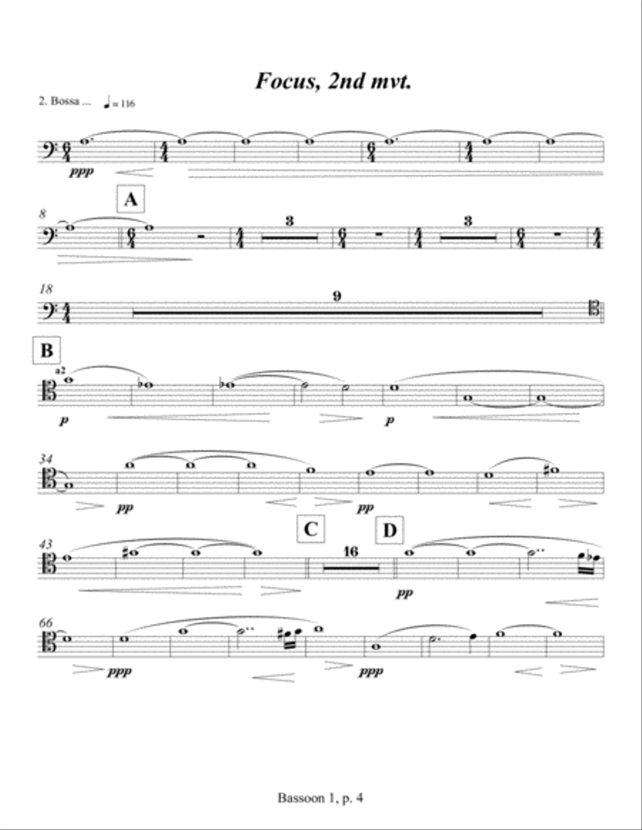 Focus on Grace ... A concerto for jazz saxophone and orchestra (2010) Bassoon 1 Saxophone scores gallery preview page 4