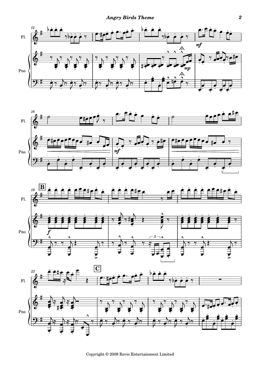 Angry Birds Theme Flute Solo scores gallery preview page 3