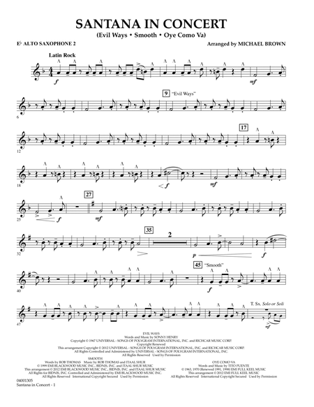 Santana In Concert - Eb Alto Saxophone 2 by Santana Alto Saxophone - Digital Sheet Music