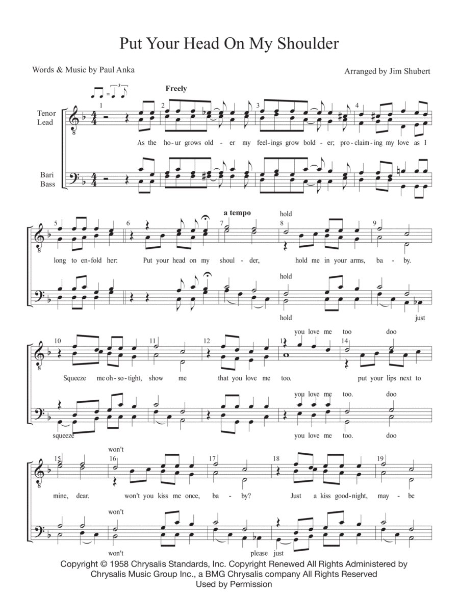 Put Your Head On My Shoulder TTBB scores gallery preview page 1