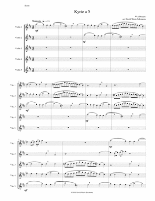 Mozart Kyrie canon a 5 arranged for 5 violins