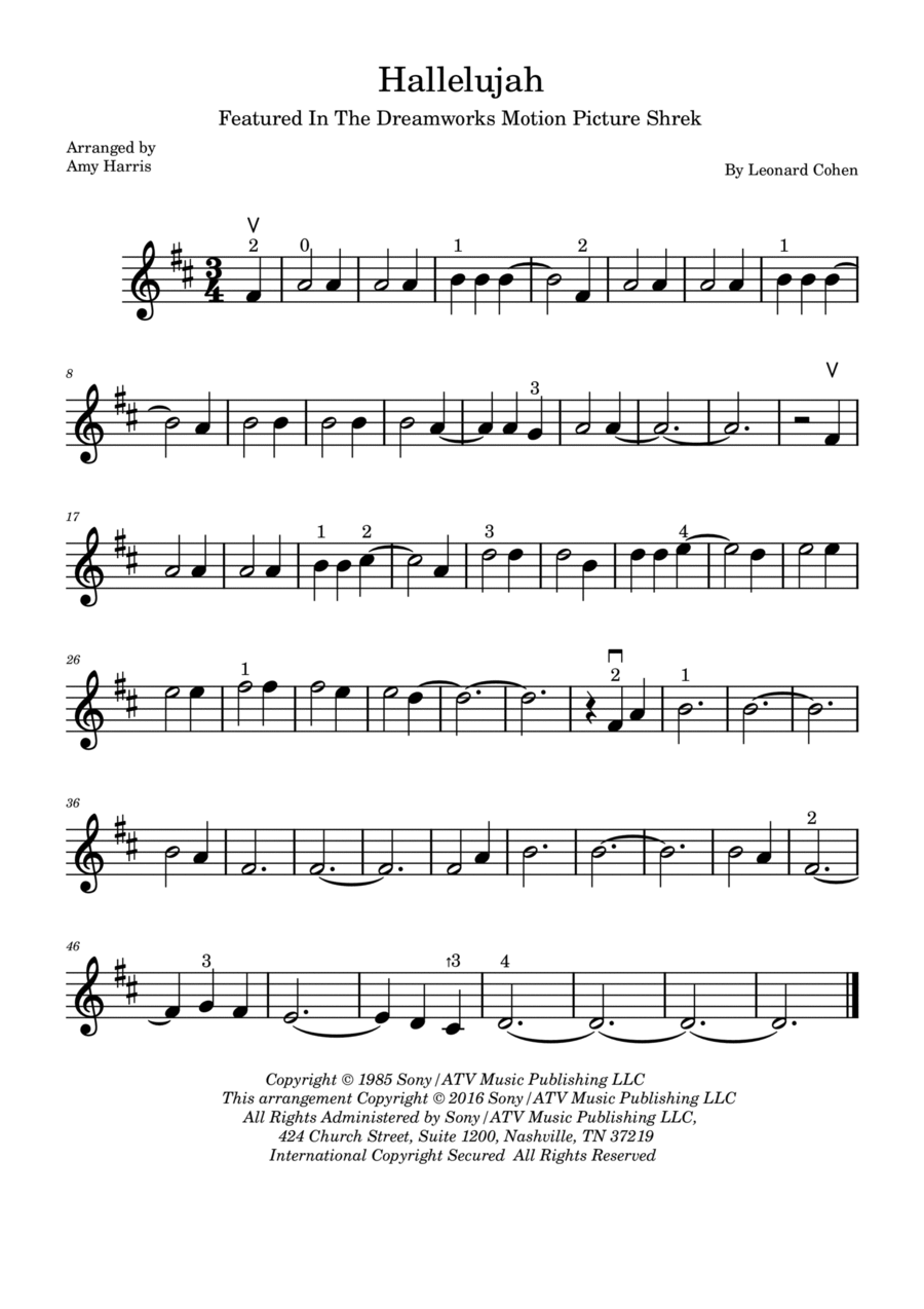 Hallelujah Hallelujah Violin Solo scores gallery preview page 1