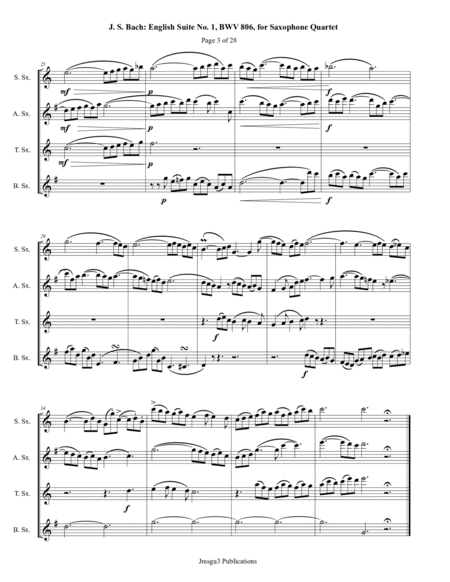 Bach: English Suite No. 1, BWV 806, for Saxophone Quartet image number null