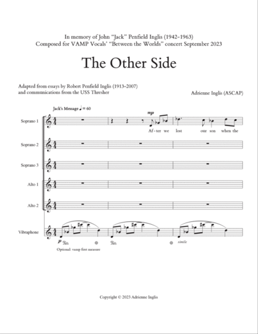 The Other Side for SSAAA and vibraphone/percussion Choir scores gallery preview page 3
