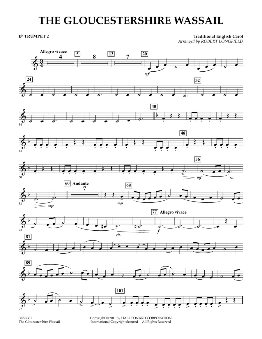 The Gloucestershire Wassail - Bb Trumpet 2 Concert Band scores gallery preview page 1