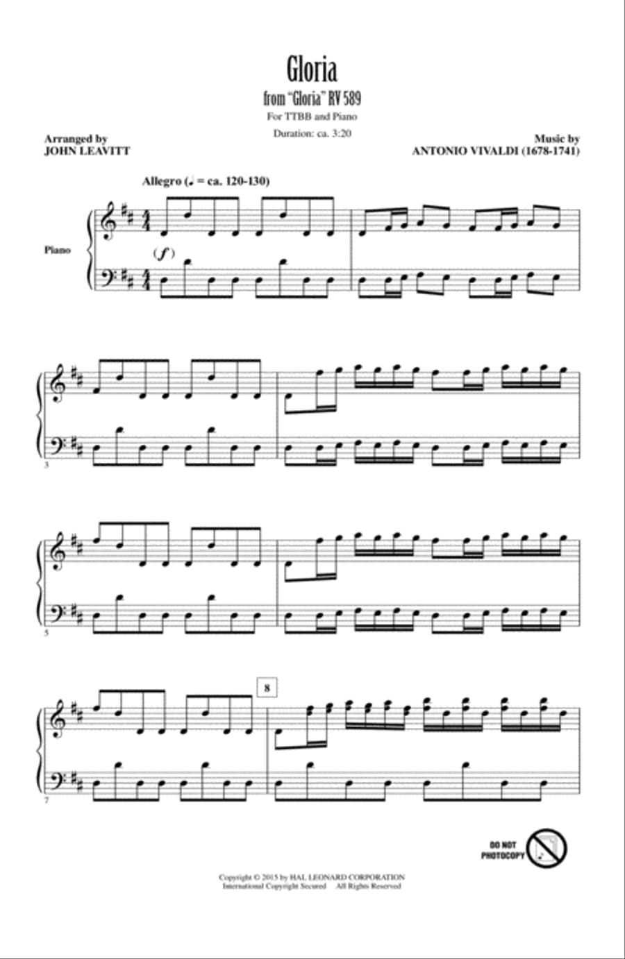 Gloria (arr. John Leavitt) TTBB scores gallery preview page 1