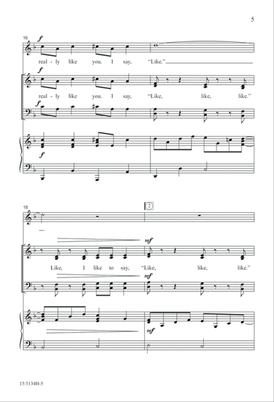 Like, I Like to Say Like 4-Part scores gallery preview page 5