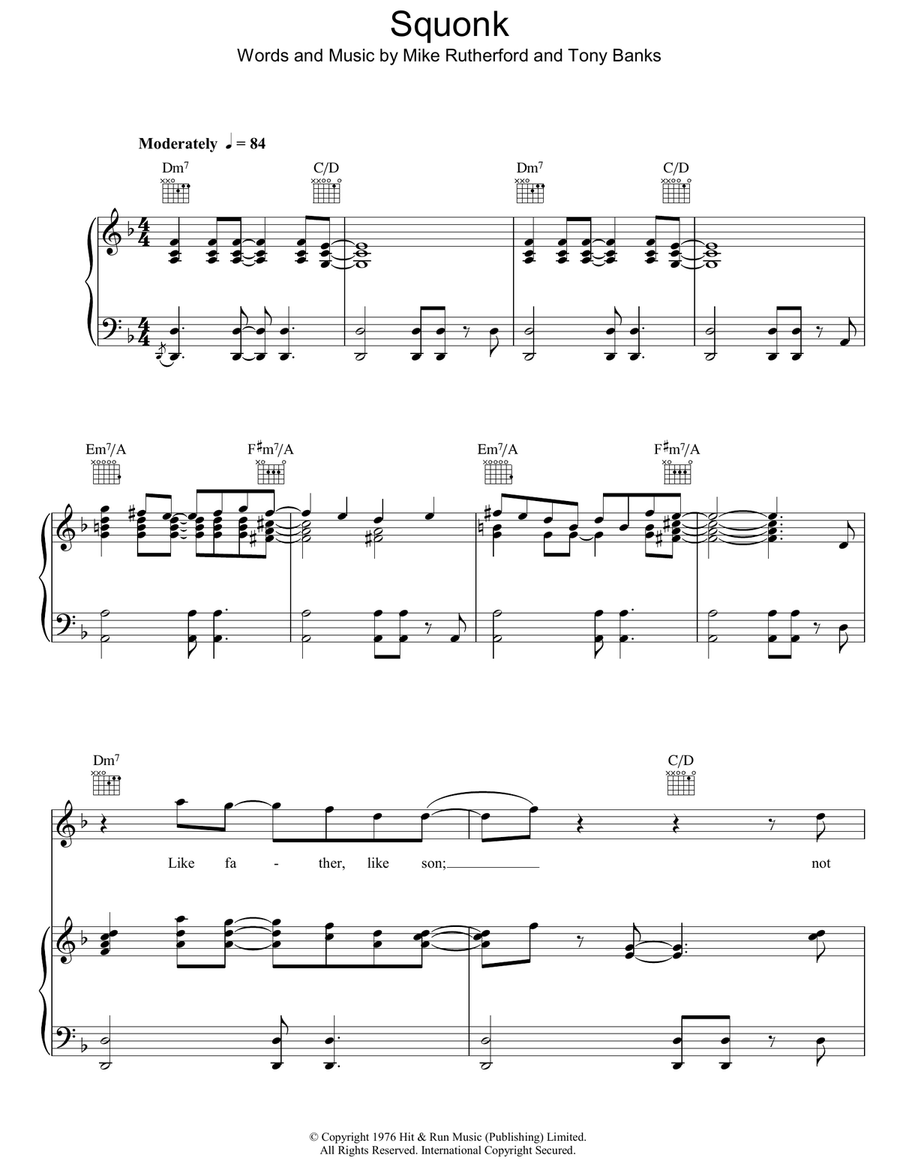 Squonk Piano, Vocal, Guitar scores gallery preview page 1