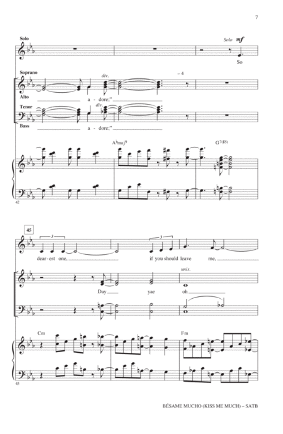 Besame Mucho (Kiss Me Much) 4-Part scores gallery preview page 5