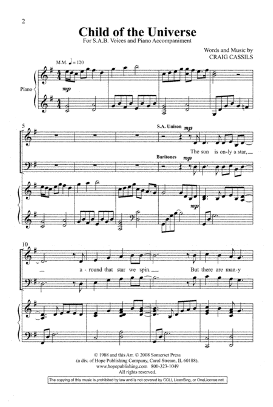 Child of the Universe Unison Choir scores gallery preview page 2