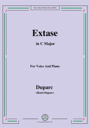 Book cover for Duparc-Extase in C Major,for Violin and Piano