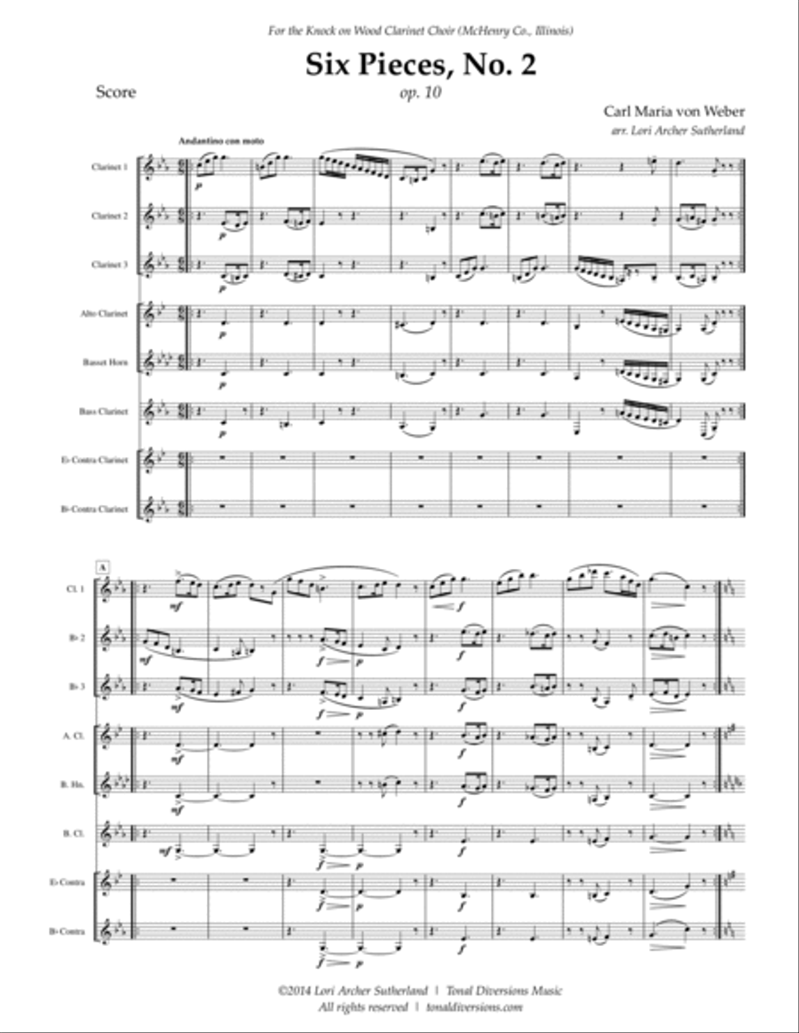 Six Pieces, No. 2 Clarinet Choir scores gallery preview page 2
