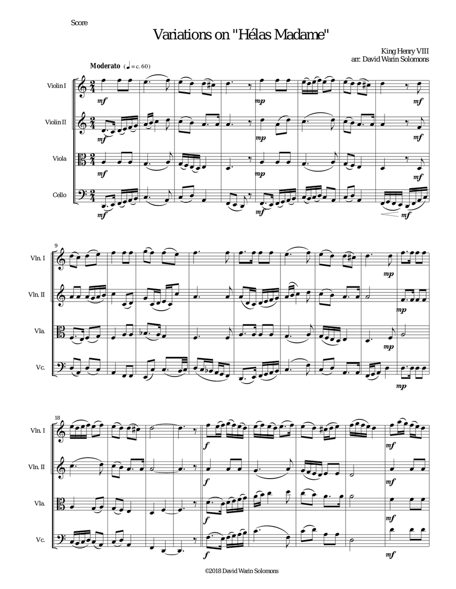 Variations for string quartet on 