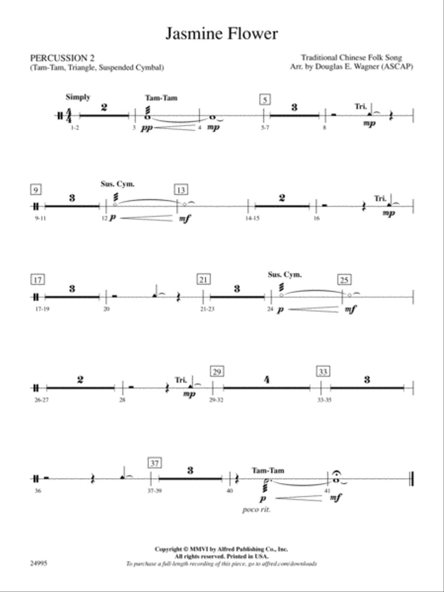 Jasmine Flower: 2nd Percussion String Orchestra scores gallery preview page 1