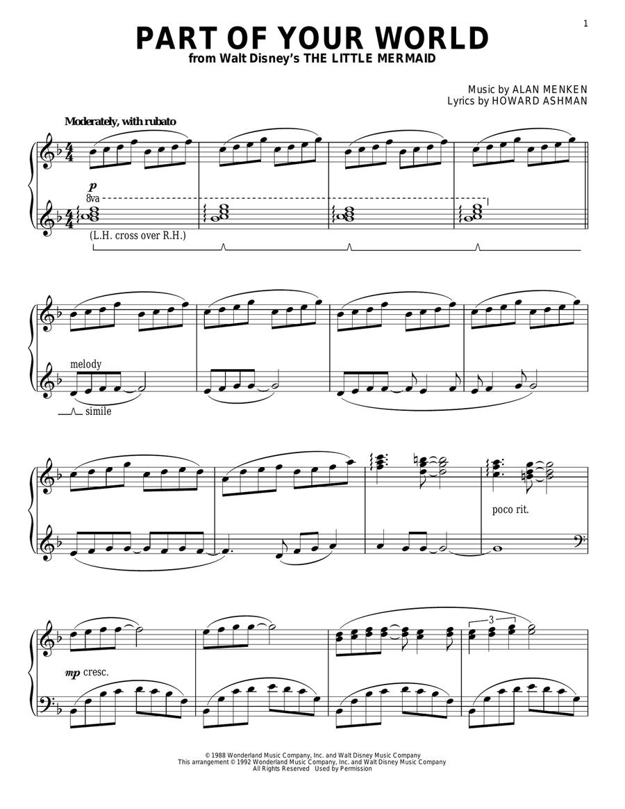 Part Of Your World (from The Little Mermaid) Piano Solo scores gallery preview page 1