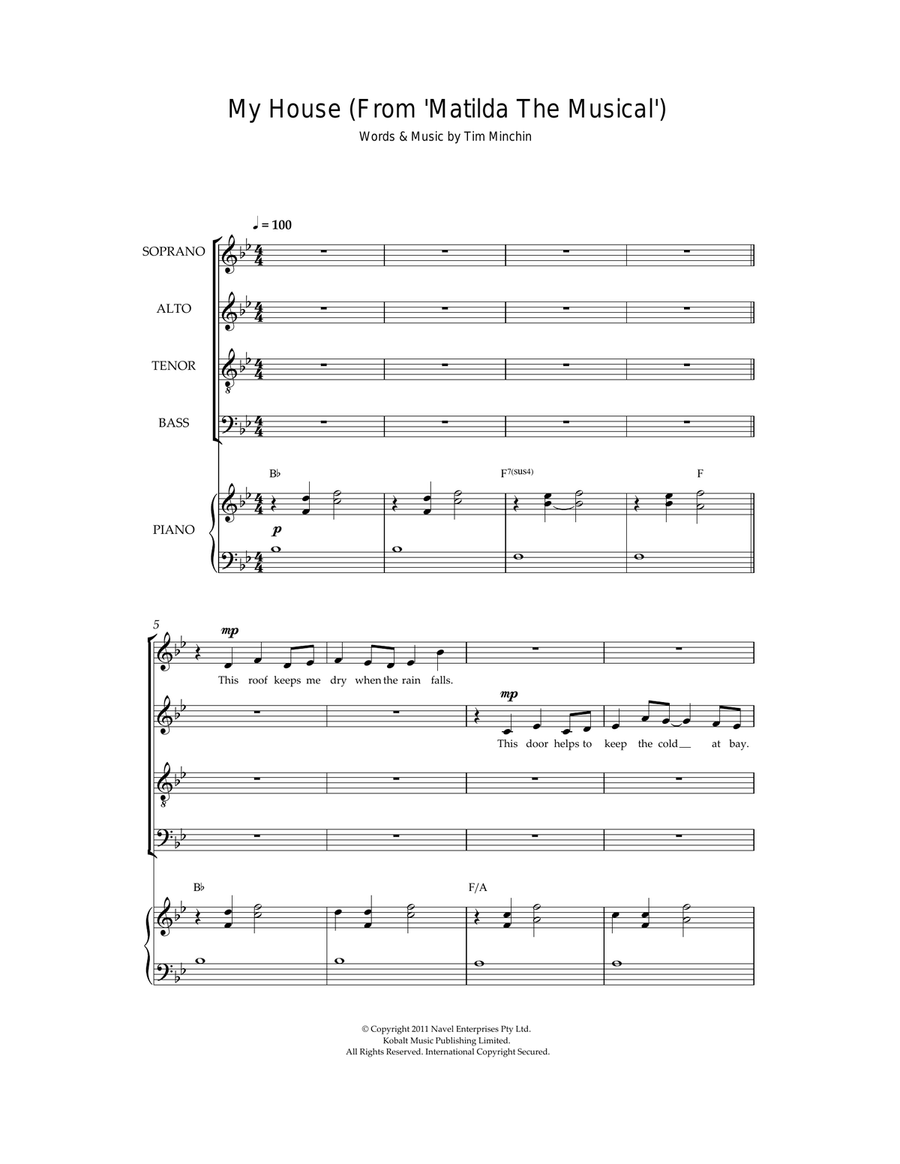 My House ('From Matilda The Musical') Choir scores gallery preview page 1