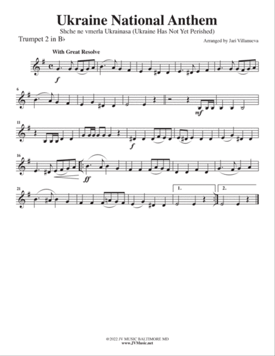 Ukraine National Anthem for Brass Quintet image number null