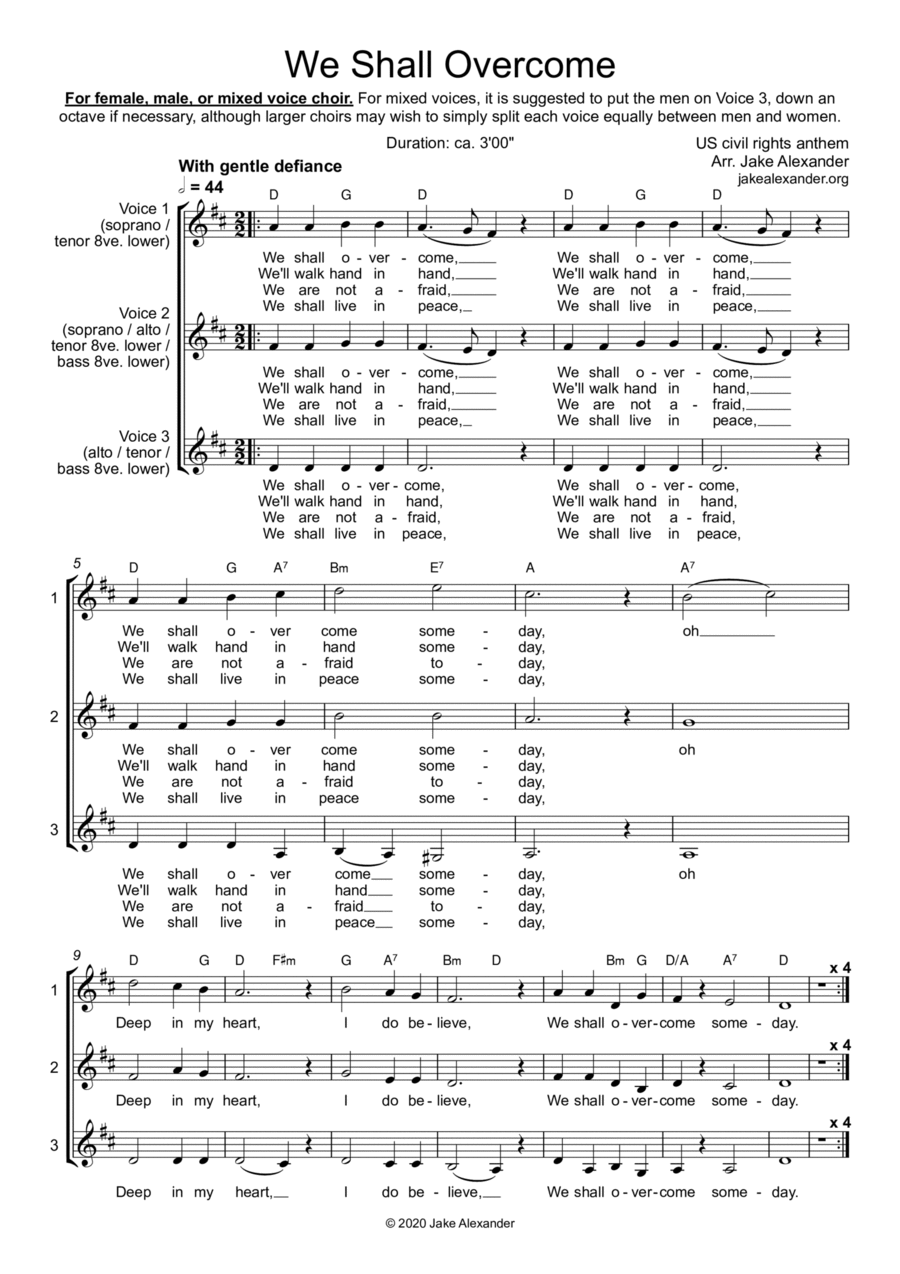 Book cover for We Shall Overcome - SSA/TTB/SAT/SAB a cappella