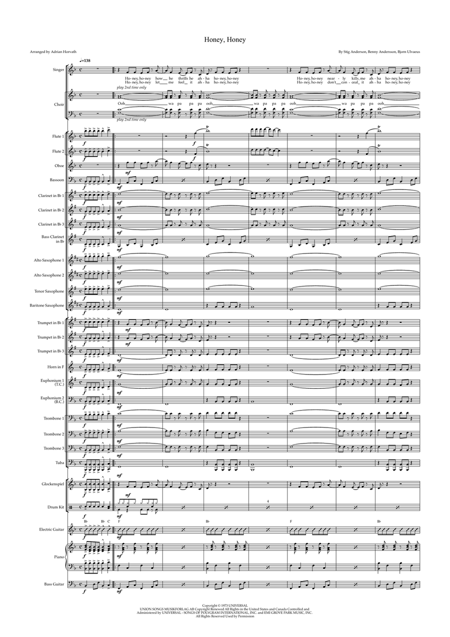 Honey, Honey Concert Band scores gallery preview page 3