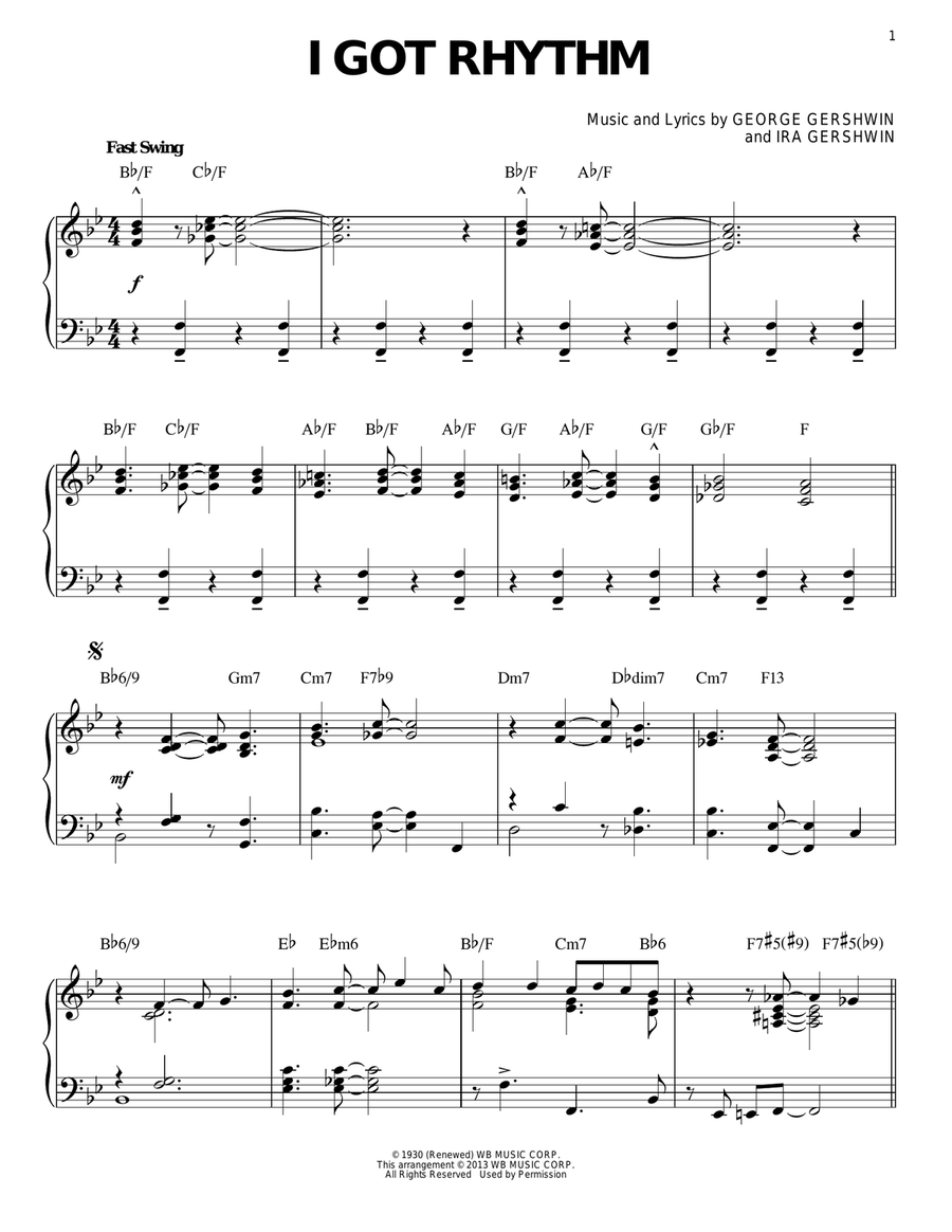Play Official version of I got rhythm sheet music by George