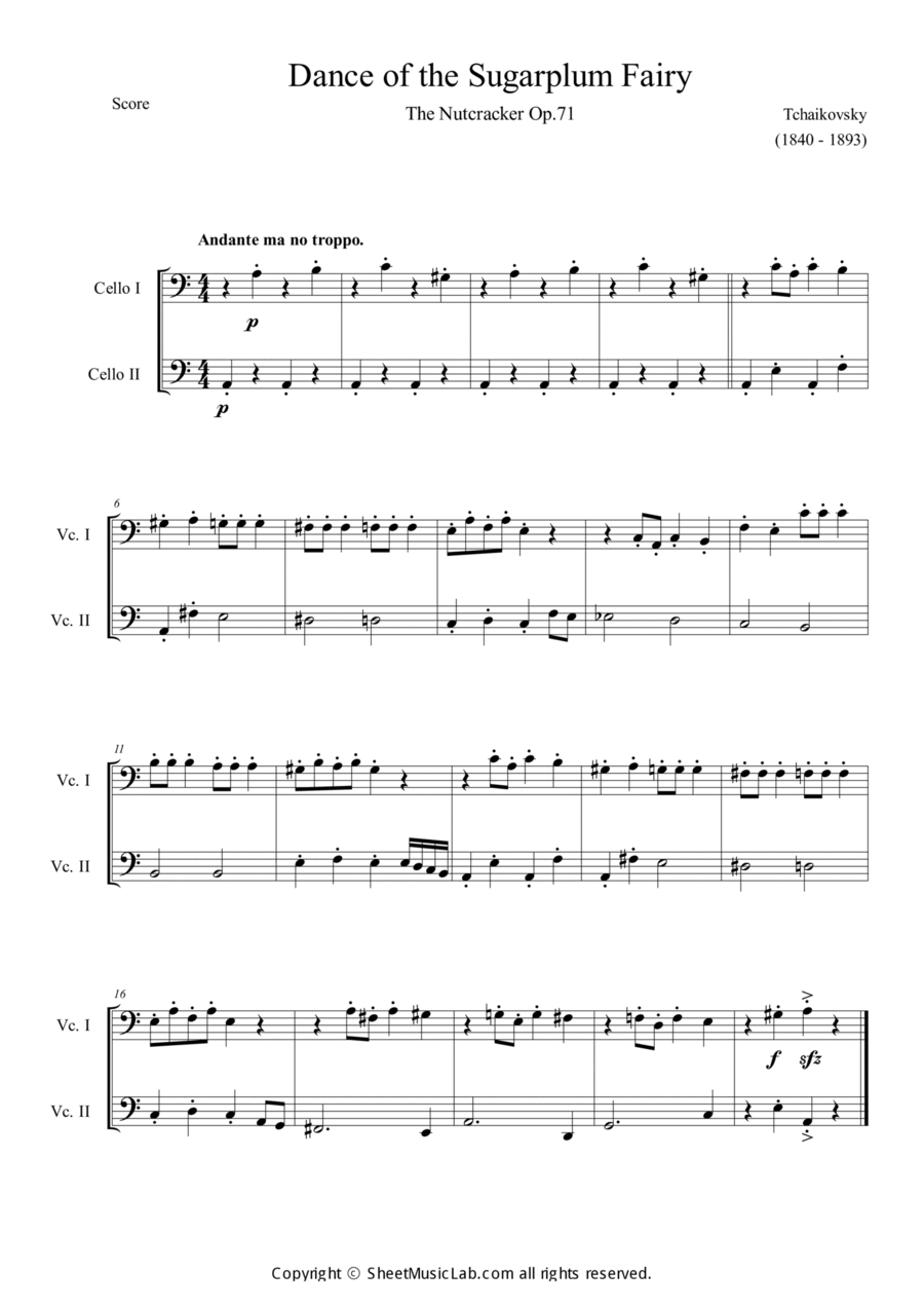 Nutcracker Op.71a - Dance Of The Sugarplum Fairy String Duet scores gallery preview page 1