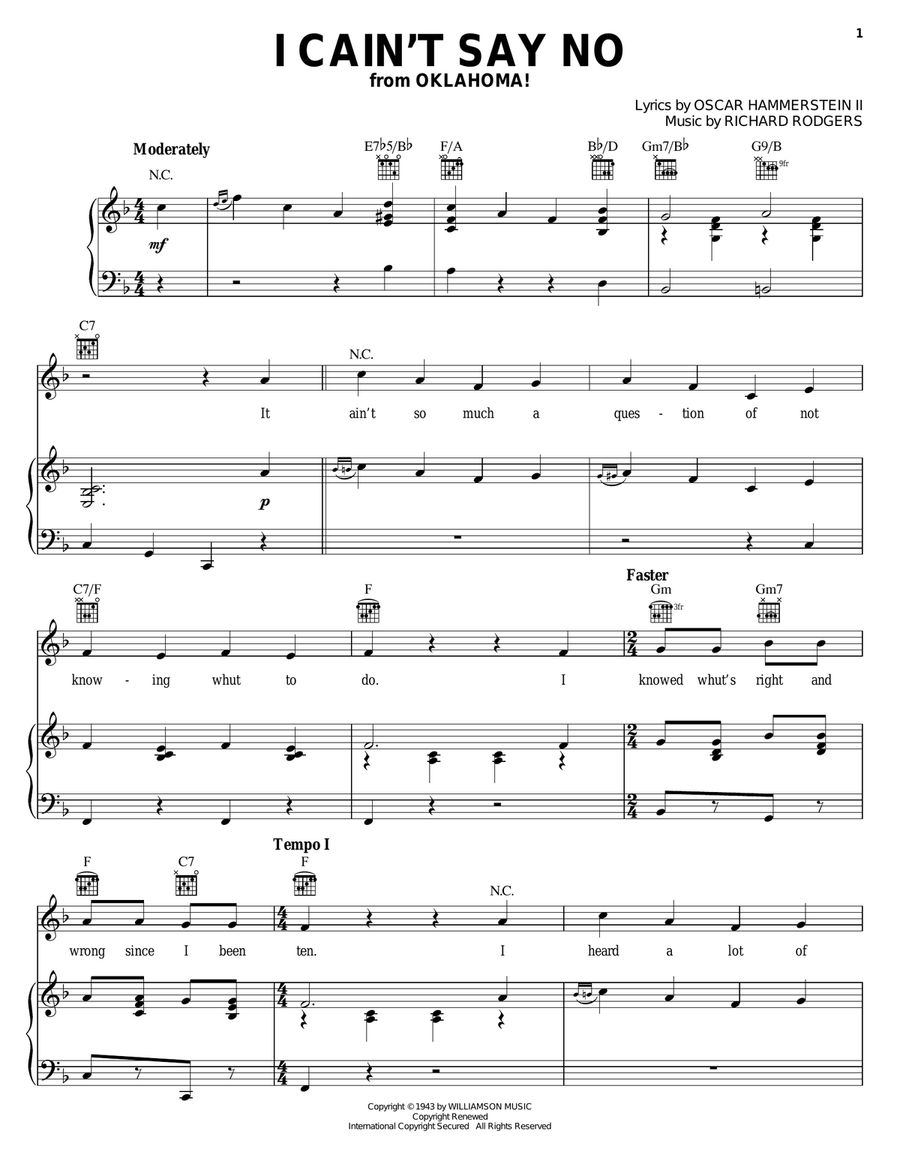 I Cain't Say No (from Oklahoma!) Guitar scores gallery preview page 1