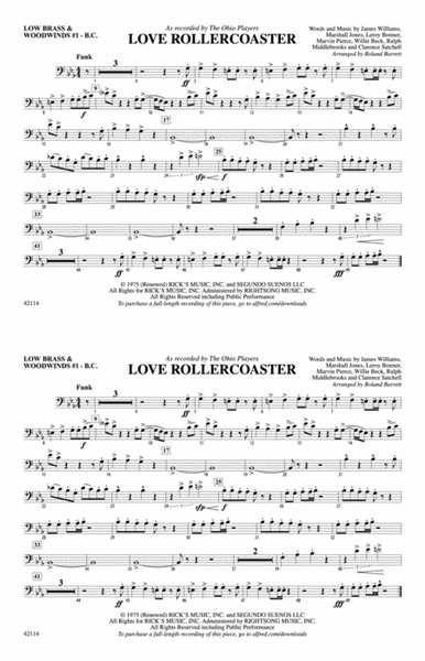 Love Rollercoaster: Low Brass & Woodwinds #1 - Bass Clef