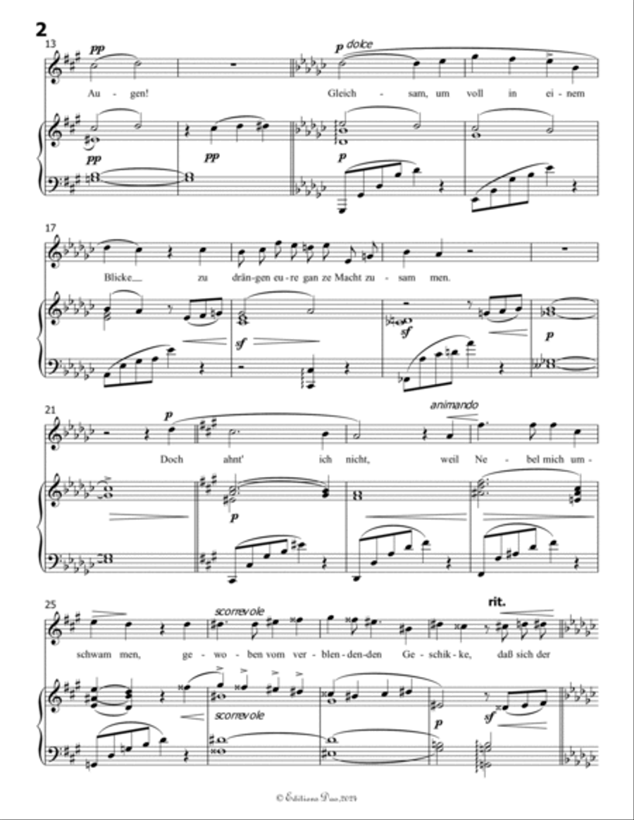 Nun seh ich wohl, by Mahler, in f sharp minor, warum so dunkle Flammen Piano, Vocal scores gallery preview page 4