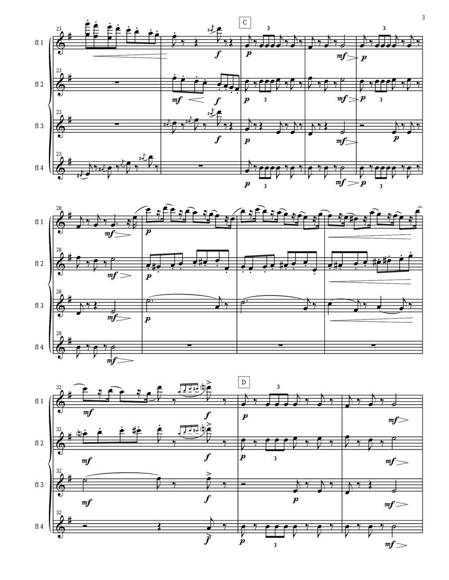 3 Pieces from The Nutcracker for Flute Quartet