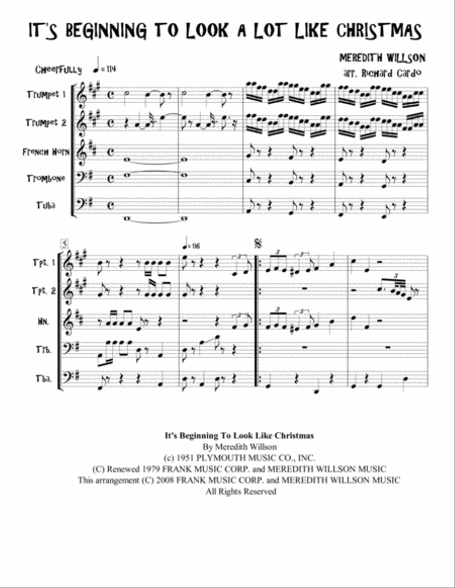 It's Beginning To Look Like Christmas Brass Ensemble scores gallery preview page 2