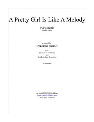Book cover for A Pretty Girl Is Like A Melody (Trombone quartet)