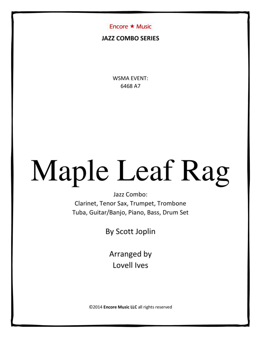 Maple Leaf Rag for Dixieland Jazz Combo by Scott Joplin image number null