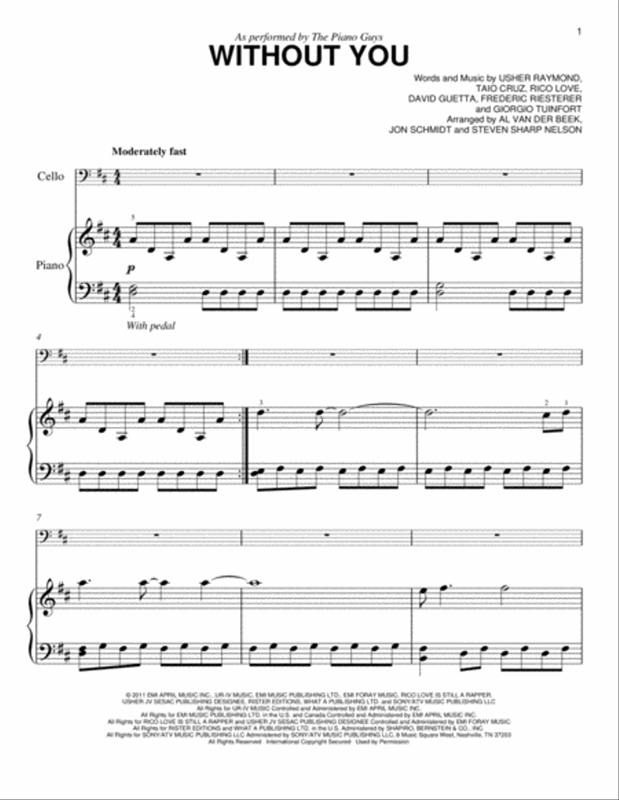 Without You Cello scores gallery preview page 1