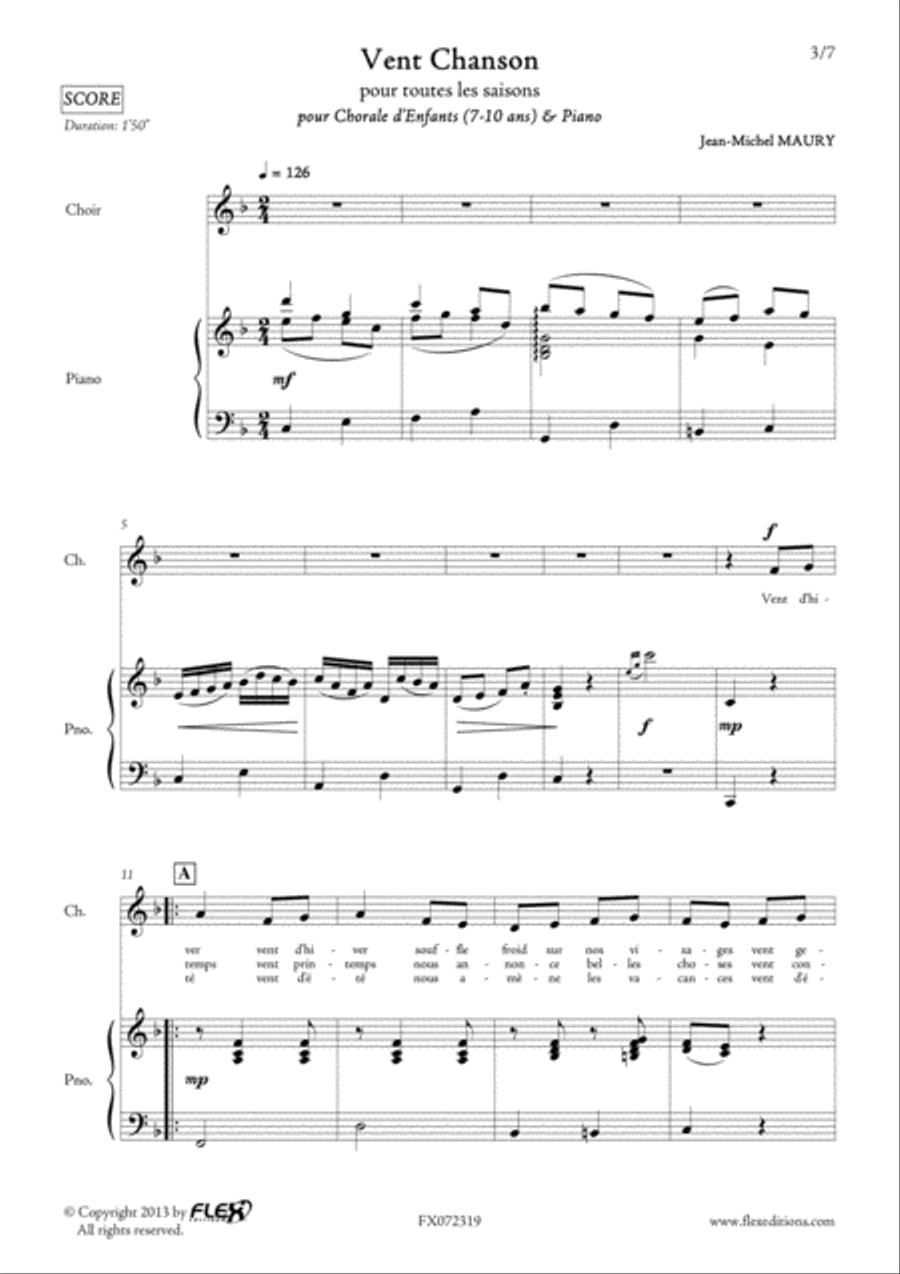 Vent Chanson Children's Choir scores gallery preview page 3