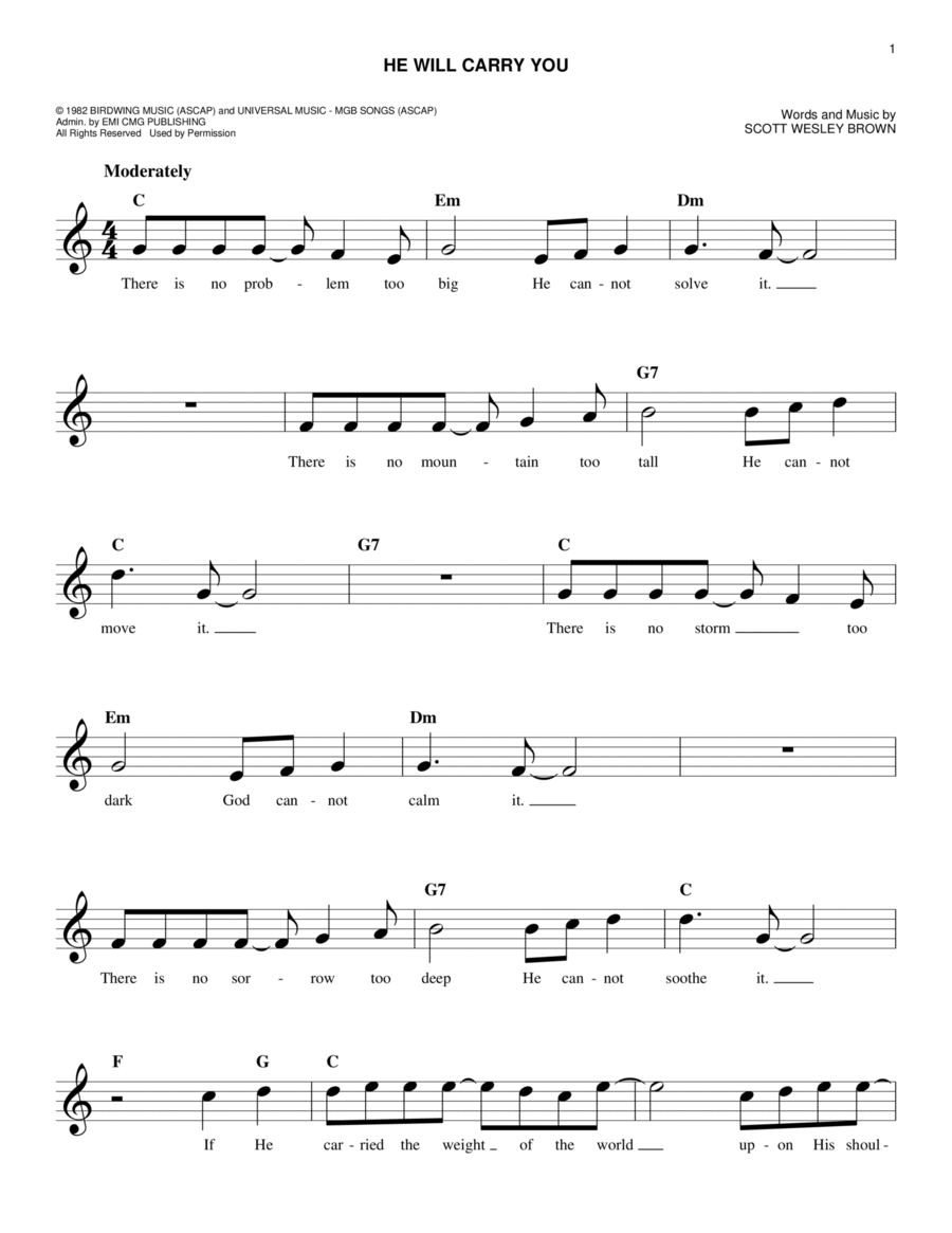 He Will Carry You Piano scores gallery preview page 1