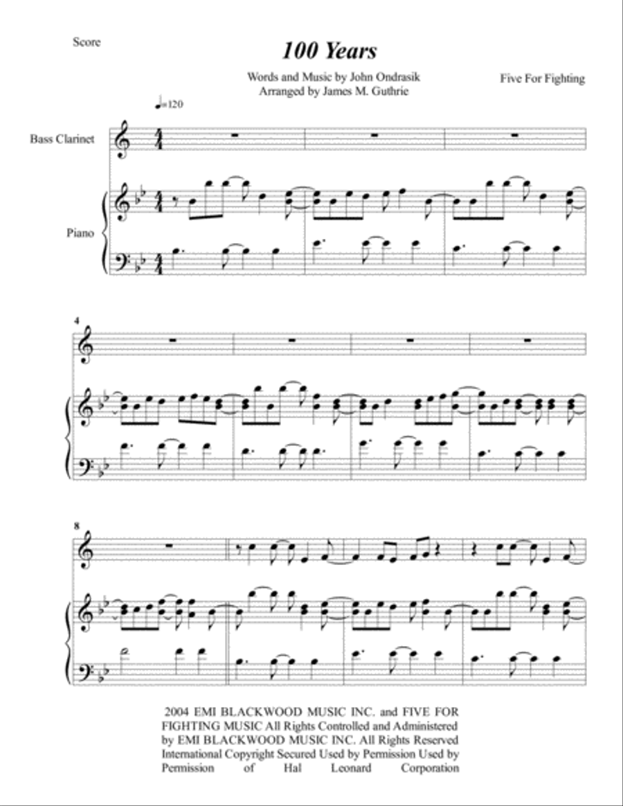 100 Years Bass Clarinet scores gallery preview page 1