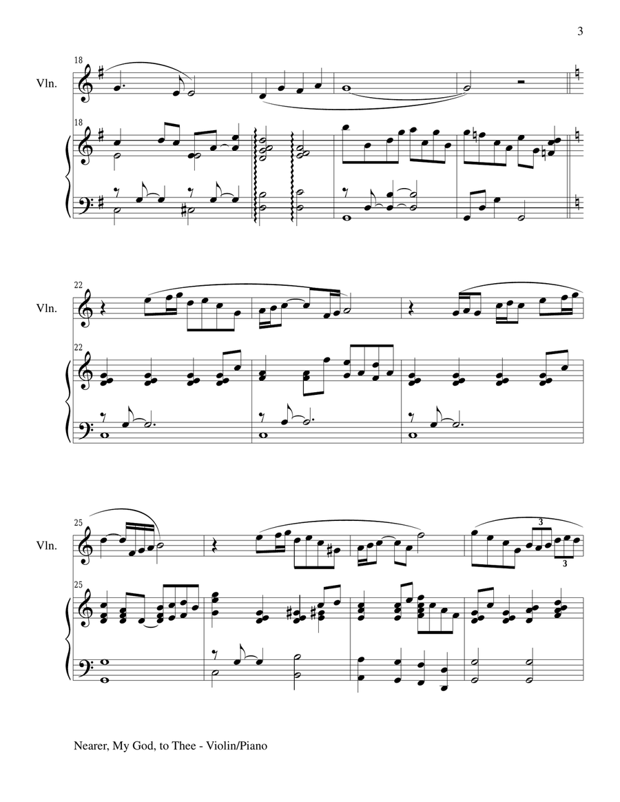 NEARER, MY GOD, TO THEE (Violin Piano and Violin Part) Violin Solo scores gallery preview page 3