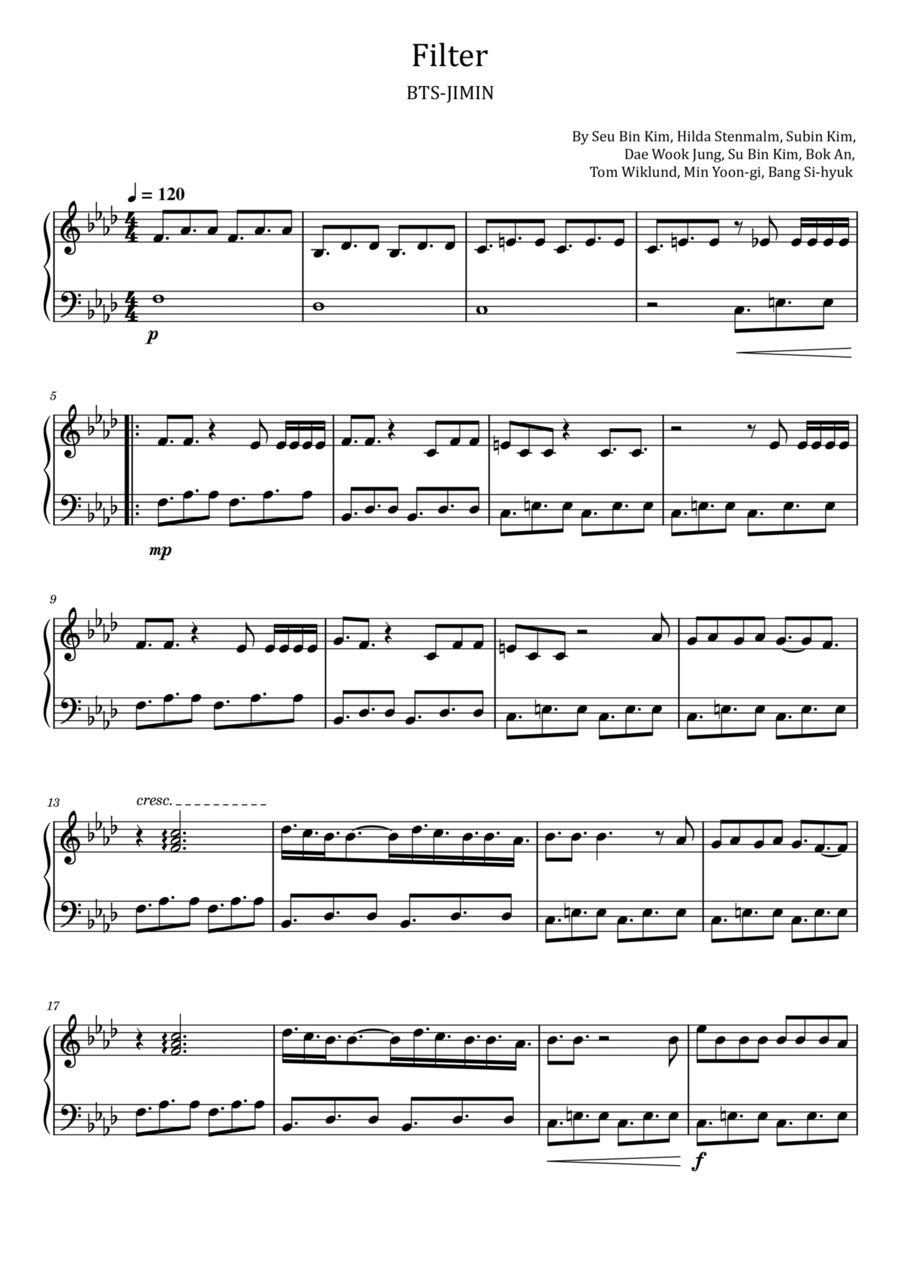 Filter Piano Solo scores gallery preview page 1
